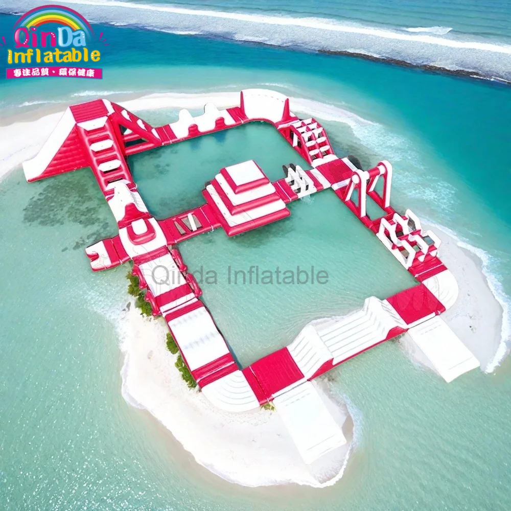 Commercial Floating Toys Inflatable Water Park , Giant Beach Waterpark For Adult