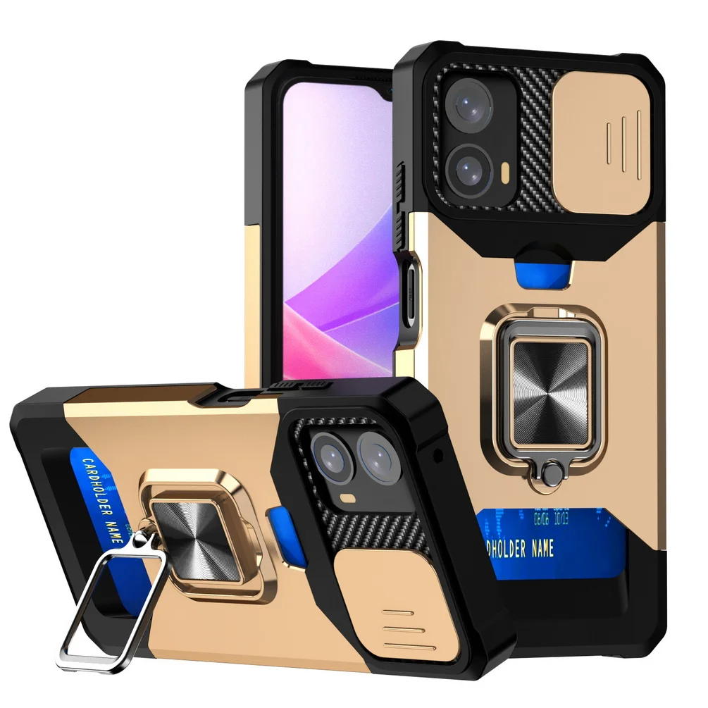 Multi-Functional Finger Ring Camera Protection Case with Card Slot - Armor Hybrid Cover