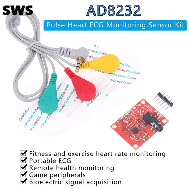 

AD8232 ECG Physiological Measurement Heart Pulse Single Lead Heart RateMonitor Sensor Module For Arduino UNO R3 Diy Set