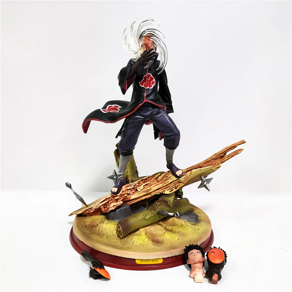 PVC de corpo inteiro em pé Action Figure, Anime Naruto, Akatsuki Uchiha,  Obito, Forma Batalha, Toy Modelo, Birthday Gift, 3 cabeças