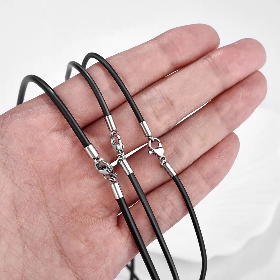 Mannen Gevlochten Lederen Ketting, Gevlochten Touw Ketting, met 316L Roestvrij Stalen Sluiting, Wax Touw Lederen Ketting Ketting Waterdicht Zwart Koord Ketting voor Mannen, 45, Roestvrij staal