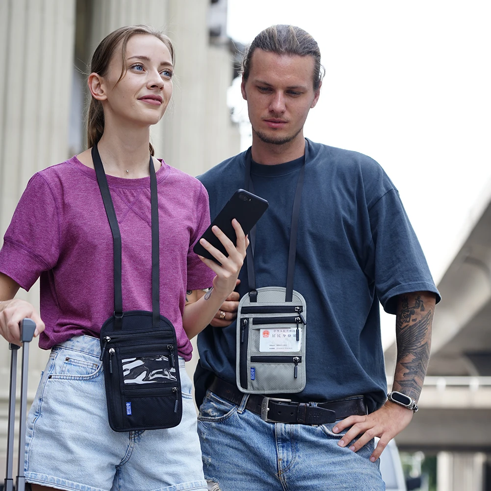 Passport Cover Shoulder Bag Travel Passport Holder Wallet Document Organizer Case for Men Women Travel Accessories