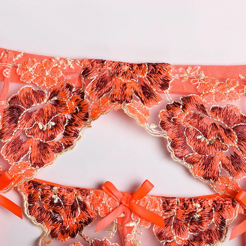 cheap bra and panty sets Ellolace Floral Lingerie Underwear 3 Piece Set Sexy Transparent Short Skin Care Kits Lace Underwire Bra and Thongs Brief Sets bra and knicker sets
