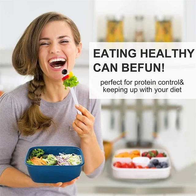 Bento Ebéddoboz Saláta Konténer Tálak 2 Rekesz Öntettel Tartály Salátadobozhoz 1.1/1,5 Ml - Image 5