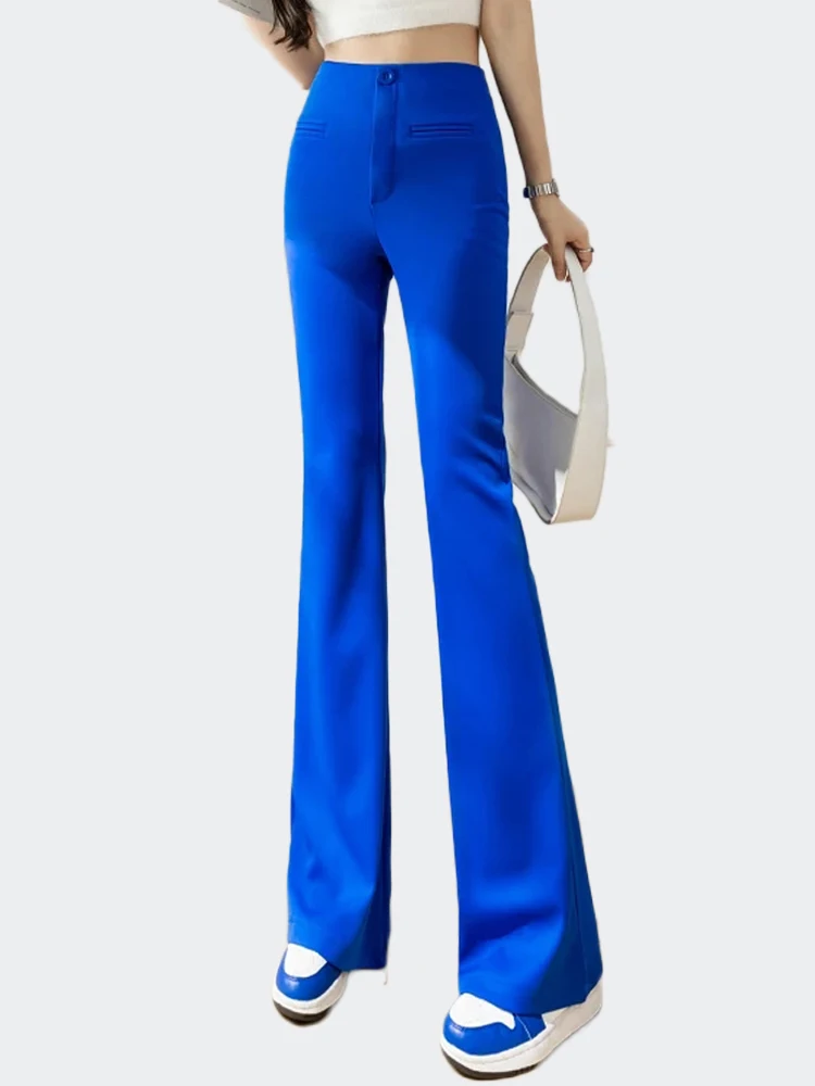 Korean Fashion Simplicity Women Flare Pants High Waist Slim Long Trousers  Women Elegant Office Lady Vintage Straight Suit Pants