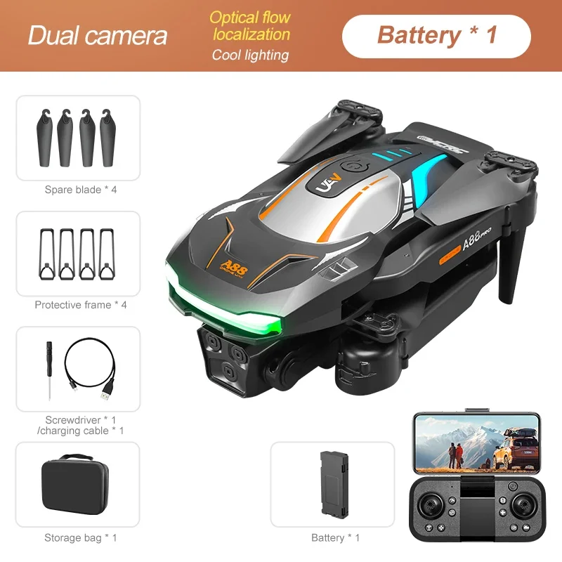 thumbnail image 1 of A88 Drone Professional 8K GPS Dual Camera 5G Obstacle Avoidance Optical Flow Positioning Brushless Upgraded RC ﻿Dron 10000M, 1 of 5
