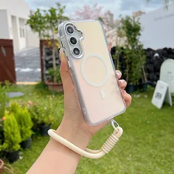 Enhanced Laser Gradient Magnetic Lanyard Phone Case with MagSafe Compatibility - Galaxy A05 (Transparent)