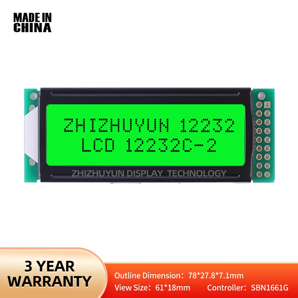 Lcd12232C-2 Caratteri Schermo 122 X32 Lcm122 * 32 Modulo Reticolo Cob Emerald Green Light Black Characters Modulo Lcm