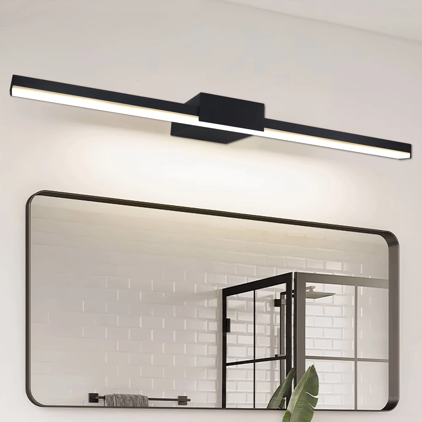 Светодиодная настенная лампа для ванной комнаты, зеркальные настенные светильники 40 см, 55 см, 85 - 265 В переменного тока, черные и белые