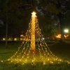 1.5M/2M/3M LED Ring Christmas Tree Tops Lights Decoration Tree Lights String for Patio Garden Outdoor Waterproof Waterfall Light 3
