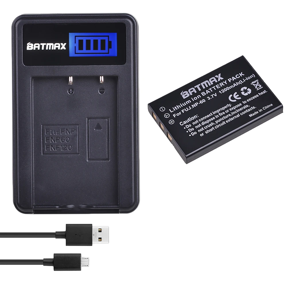 Batmax Np-60 Batteria Np60 1200Mah + Caricatore Usb Lcd Per Fujifilm M603 F601 F410 F401 50I Zoom Per Telecomando Universale Urc