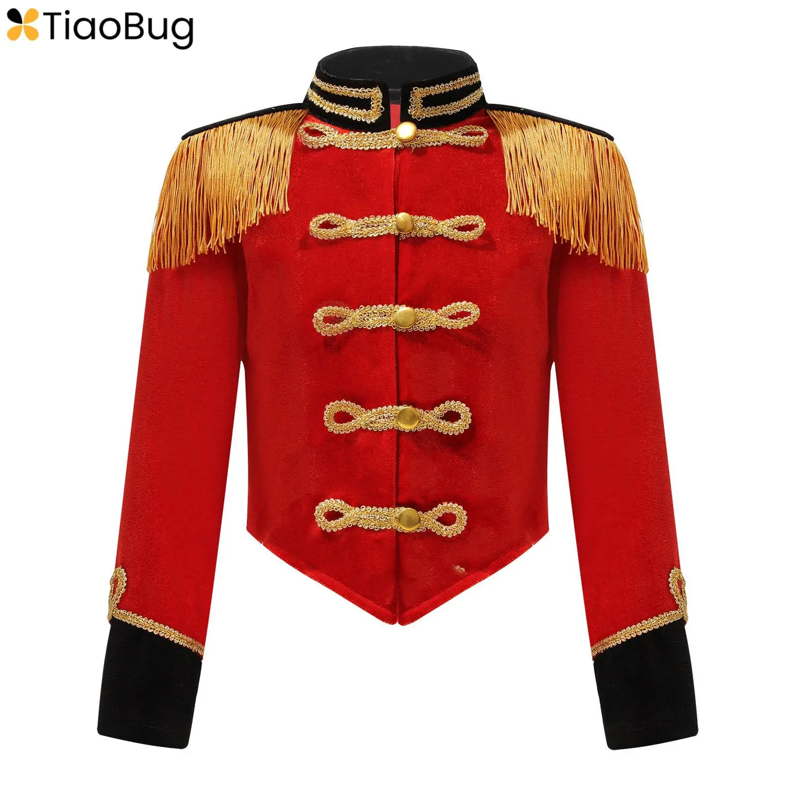 

Kids Girls Boys Circus Ringmaster Costume Cosplay Long Sleeve Jacket Coat Blazer Tassel Gentleman Shirt Halloween Party Dress Up