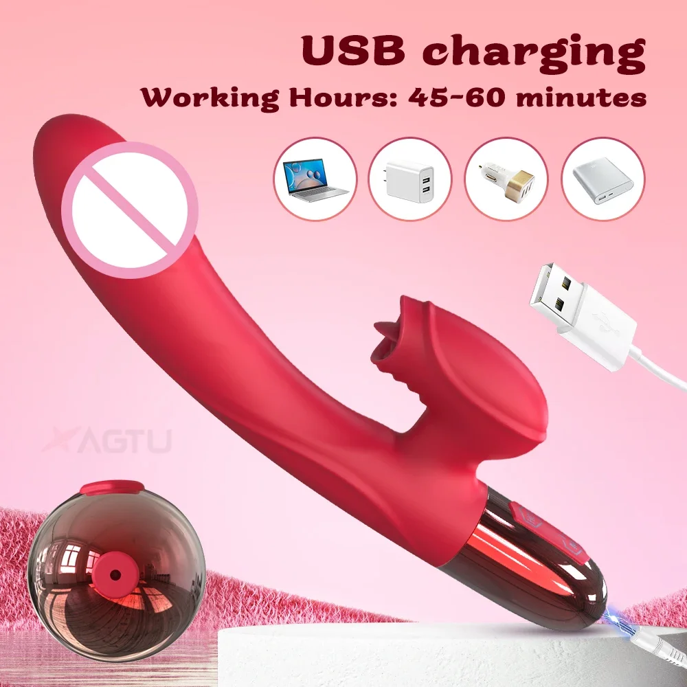 Sexspielzeug-Vibrator für Frauen, Klitorisstimulator, weiblicher Masturbator, G-Punkt-Dildo mit Zungenstimulation, Artikel für Erwachsene ab 18 Jahren_voghion.com