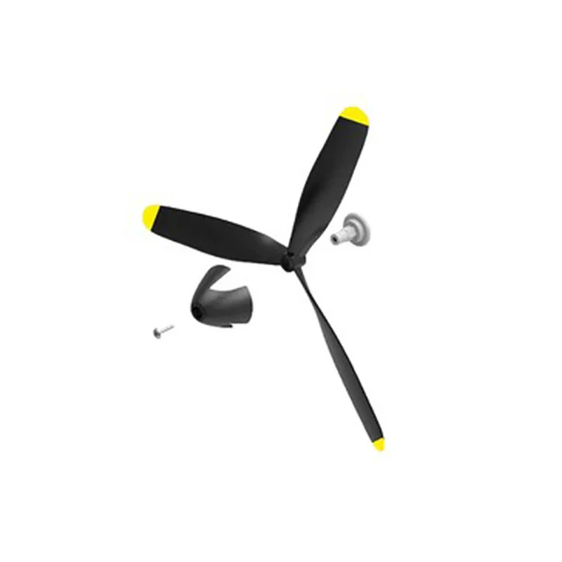 Hélice 3 pales pour drone gris clair en gros plan, texture et finition visibles, remplacement facile.