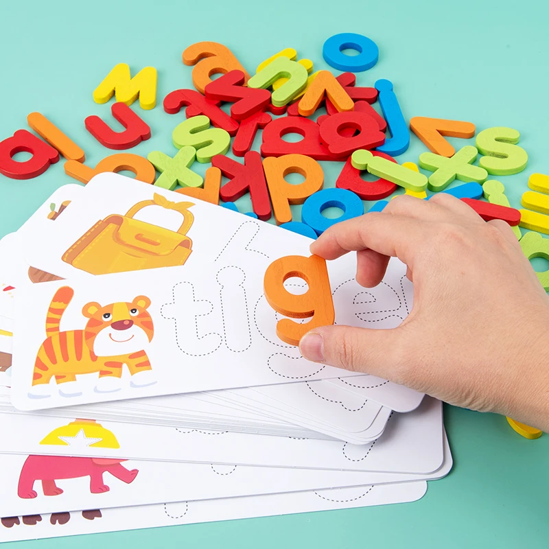 Wooden Toys  Educational toys Learning Activities Toy of Spell Learning English Alphabet  Preschool Fine Material,Christmas Gift 4