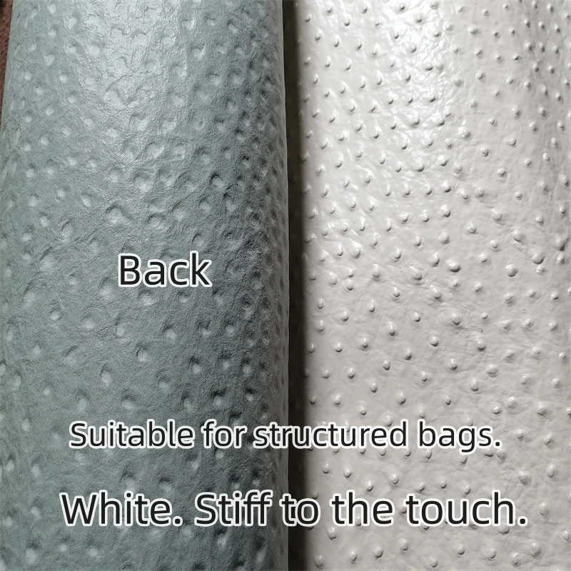 1mm 그레이 & 화이트 타조 무늬 소가죽. 수제 DIY 가방용 최고급 천연 가죽. 전체 시트 이용 가능합니다.