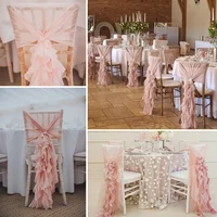 10PCS Romantic Chair Sash Bow Milk Yarn Hotel Wedding Banquet Chair Cover Ruffles Chair Sashes Wedding Banquet Party Home Decor 5