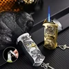 New Metal Multifunctional Inflatable Lighter with Bottle Opener, Folding Knife, 3D Relief Pattern Portable Lighter Men's Gift 3