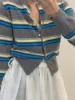 Stripe Knit cardigan Women Korean Spring Wear Versitile Fashion Long sleeve Slim fit Slimming Small Short Outerwear