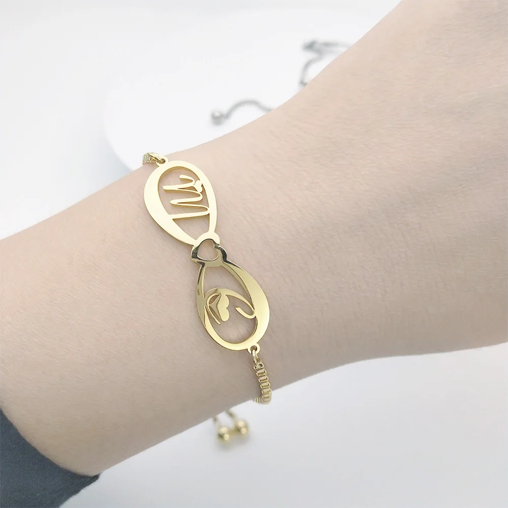 

Tangula Personalized Custom Name Infinity Symbol Bracelet Gift for Mom Jewelry Familys Friend Stainless Steel Bracelet With