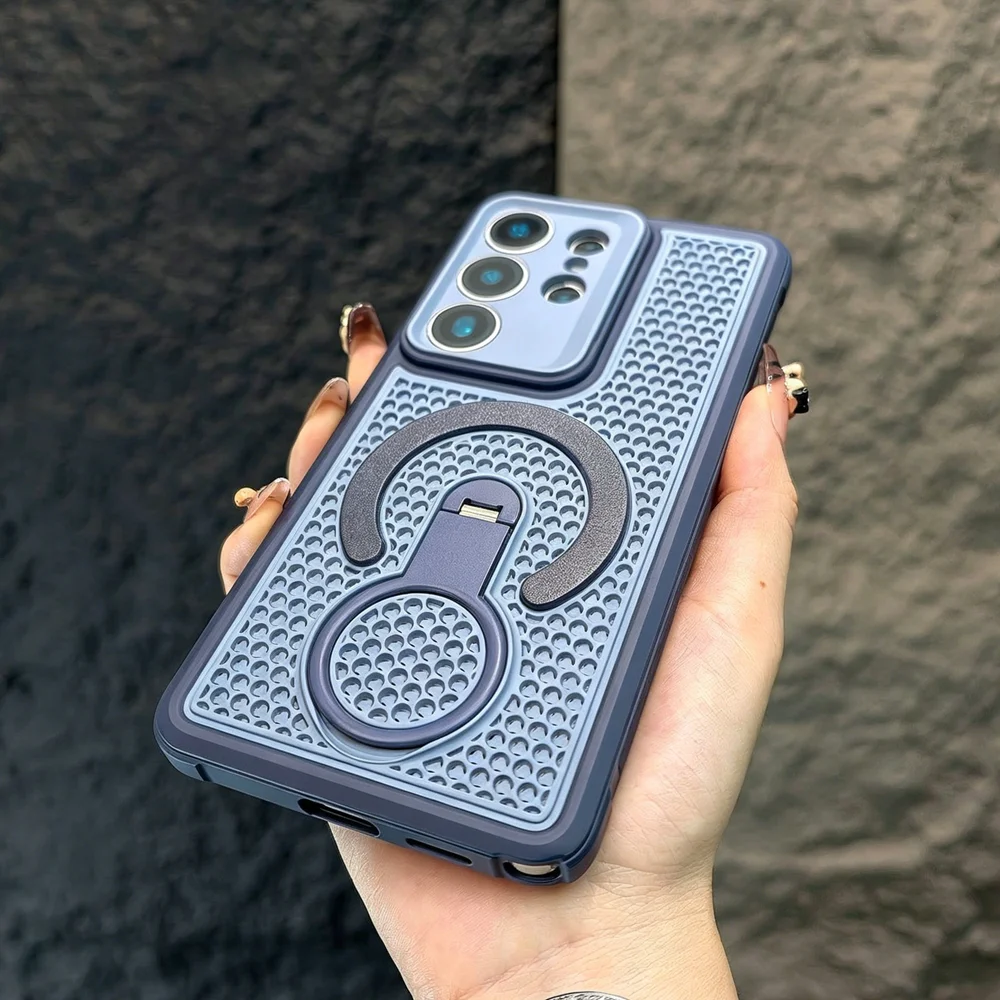 Summer Heat Dissipate Rotatable Bracket Case with Hollow Cooling Anti-Slip Cover