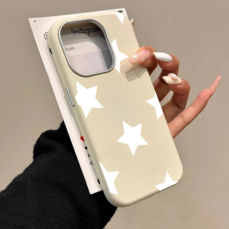 Black White Stars Lichee Pattern Shockproof Phone Case with Bumper Protection
