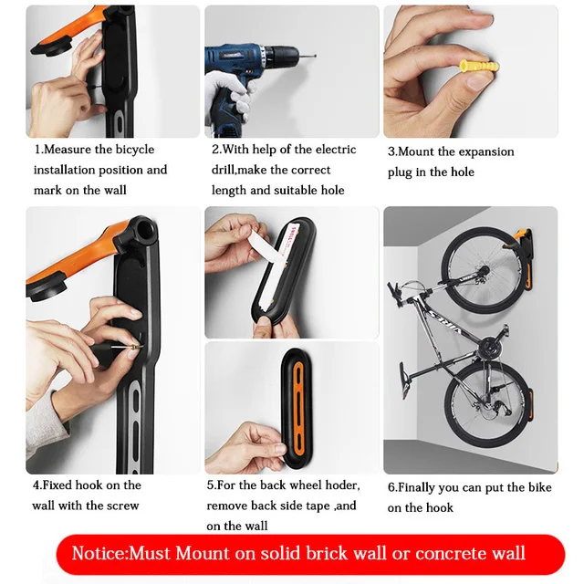 1PC Bicycle Wall Mount Rack Mtb Road Bike Storage Fixed Hanging Hook Bike Support Stand Bracket Holder Cycling Parking Buckle 3