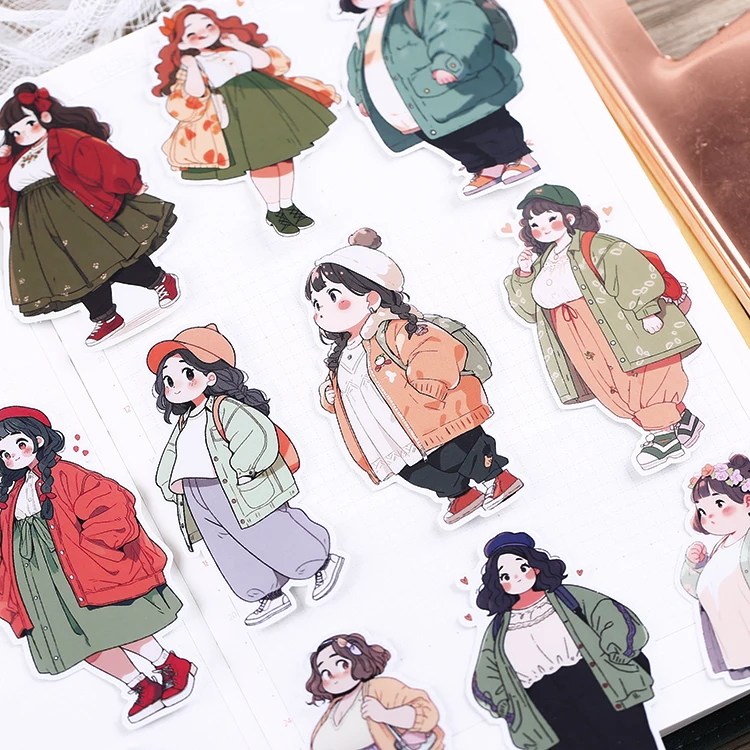 18pcs Cute Chubby Characters Stickers for Stationery Decoration Girl Stationery,Waterproof and Cute Journals and Notebooksks