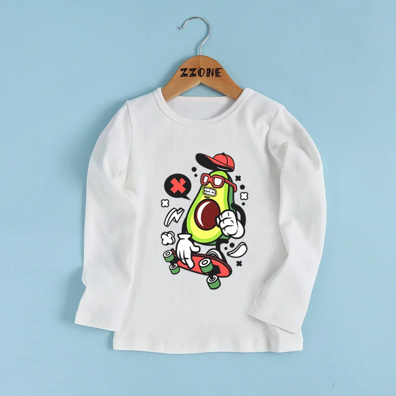 

Hipster Avocado Skateboard Print Cartoon Kids T shirt Casual Children Clothes Baby Boys and Girls Long Sleeve T-shirt,LKP5834