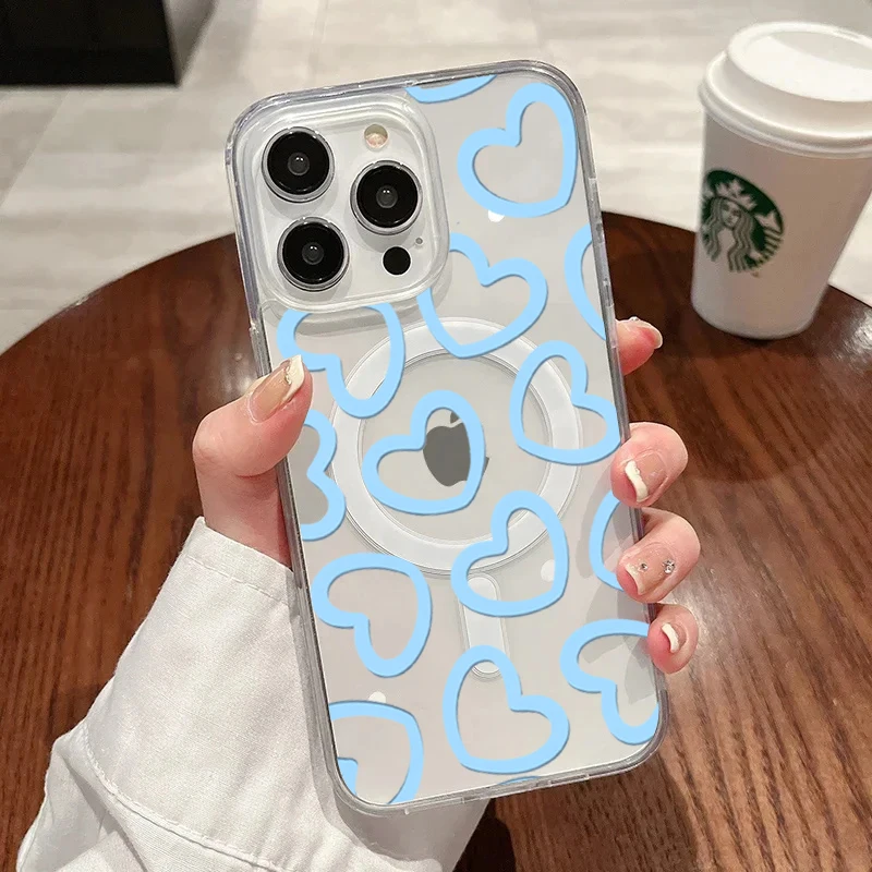 Adorable Fruit Cartoon Shockproof Transparent Phone Case with MagSafe Compatibility