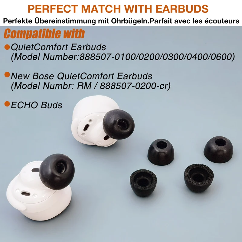 Memory Foam Eartips Compatible with Bose New QuietComfort Earbuds(2024) / Bose QuietComfort Bluetooth Earbuds