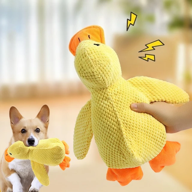 Sacaf3412f75b4a7ba91881fac056e09dN.jpg Plush Companion Sleeping Duck Dog Toys for Small Large Dogs Bite Resistant Teeth Grinding Sound Relief Duck Sound Toy