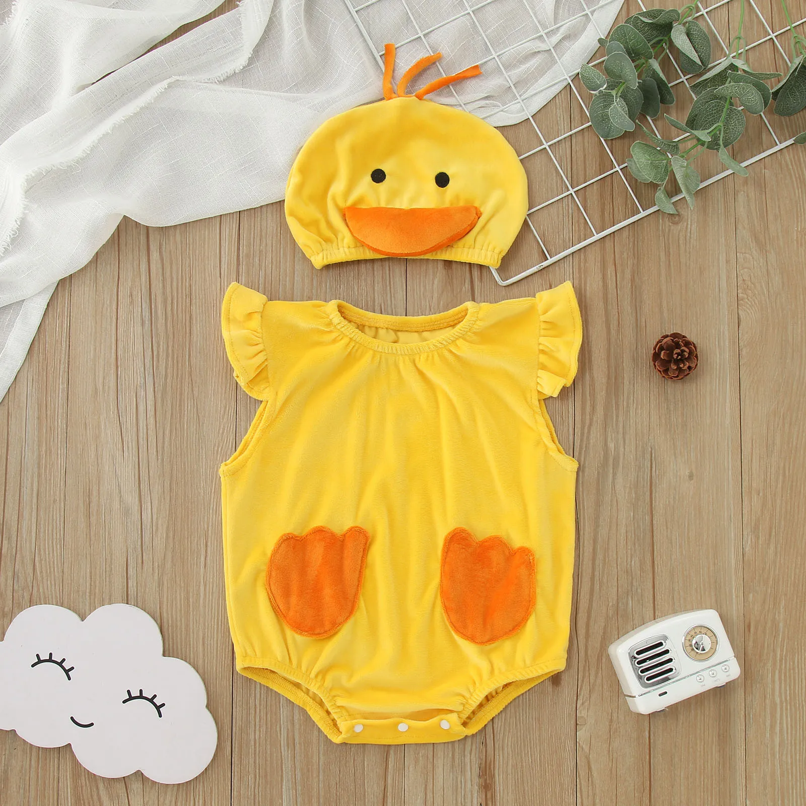 Party Dress Infant Boys Girls Cartoon Duck Cosplay Romper Bodysuit With Hat Newborn Photo Shoot Fall 18 Month Girl Clothes