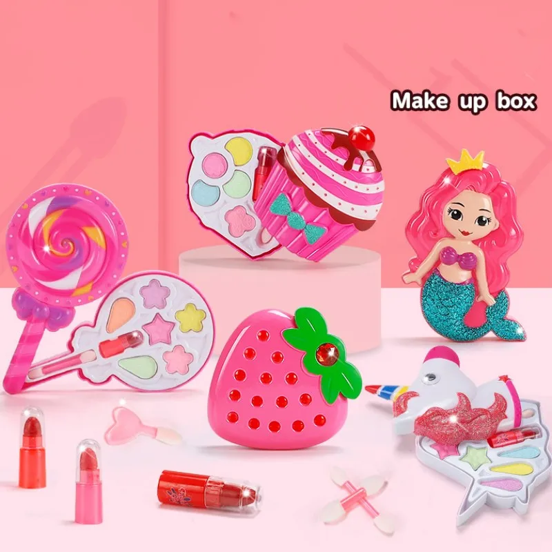 Simulation Girl Pretend Princess Makeup Toys Play House Children's Cosmetics Lipstick Eyeshadow Set For Kids Party Cosplay Game