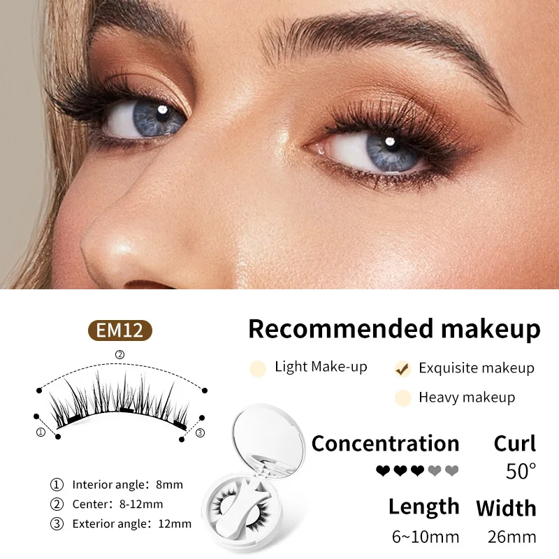 Portable magnetic false eyelashes applicater integrated storage box reusable glue free magnet fake eyelashes