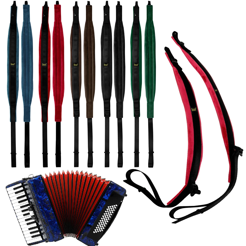 IRIN Accordion Strap Nylon Gold Velvet Fabric Adjustable Universal 16-120 Bass Accordion Strap Keyboard Music Accessories 1 Pair