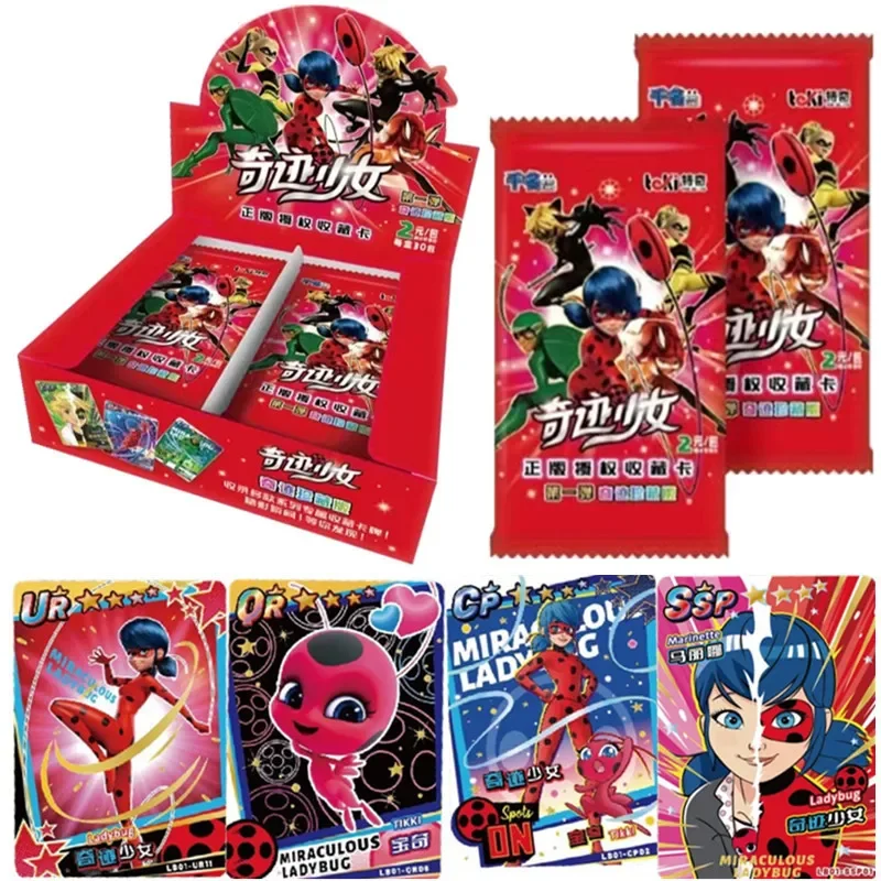 

2023 New Miraculous Girl Ladybug Reddy Black Cat Roll Anime Card Badge SSP Children's Game Toy Christmas Halloween Birthday Gift