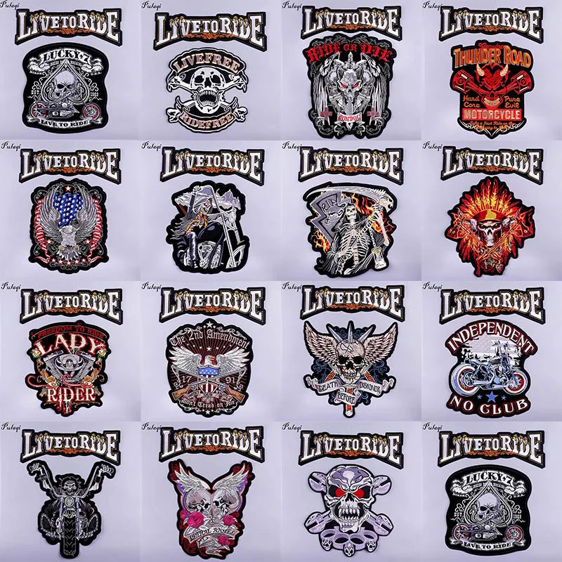 Large Biker Back Patch Embroidered Patches For Clothing Thermoadhesive  Patches Punk Patch Iron On Patches On Jacket Clothes