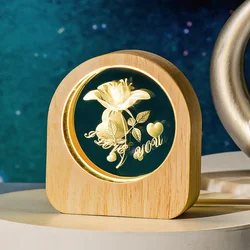 Enchanting Starry Sky Crystal Ball with Wooden Base - Solar System Galaxy Decor for Valentine's and Home Elegance (Rose)