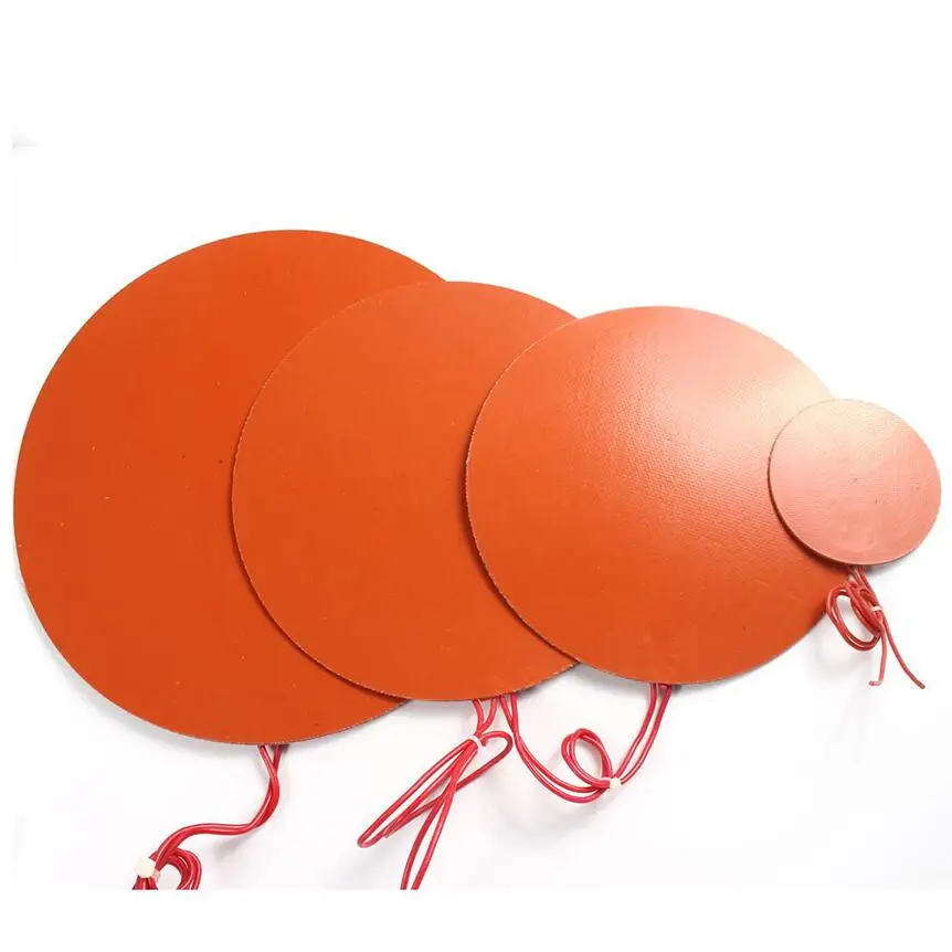 5V 12V 24V 110V 220V Round Silicone Rubber Heating Pad Mat W/ Adhesive Circle Heater Plate Oil Tank 3D Printer Engine Waterproof 2