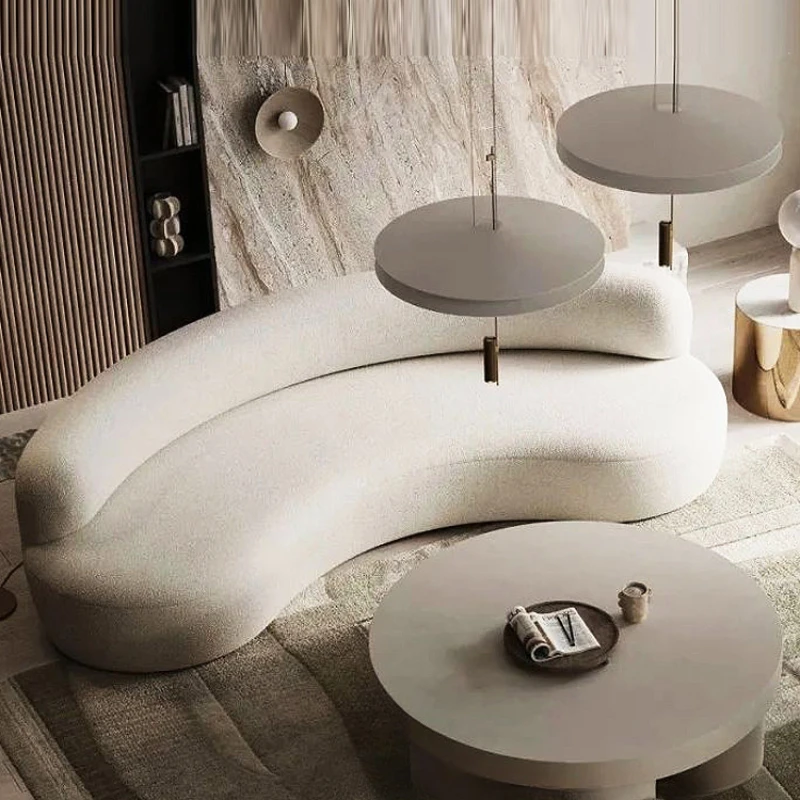 

Cream style sofa Living room arc sofa 3-seater sofa Wabi-sabi style sofa