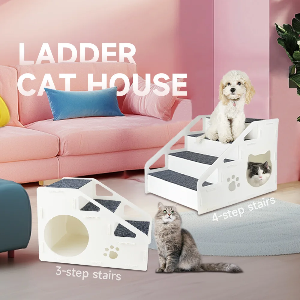 Pet Ramp Stairs 1Pc Dog and Cat Pet Stairs Step Ladder Indoor Thickeneded Non-Slip Upper and Lower Sofa Bed Cat Climbing Frame Can Be Stored