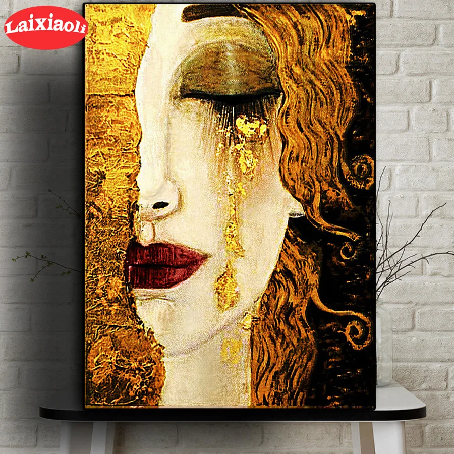 Kit Diamond Painting Lacrime D'Oro Di Klimt - Ricamo Diamanti 5D, 30x30 Cm, Con Strumenti Inclusi