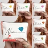 Heart Custom Name Simple Makeup Bag Organizer Travel Cosmetic Canvas Storage Pouch Women Pencil Case Purse Wedding Spouse Gift 1