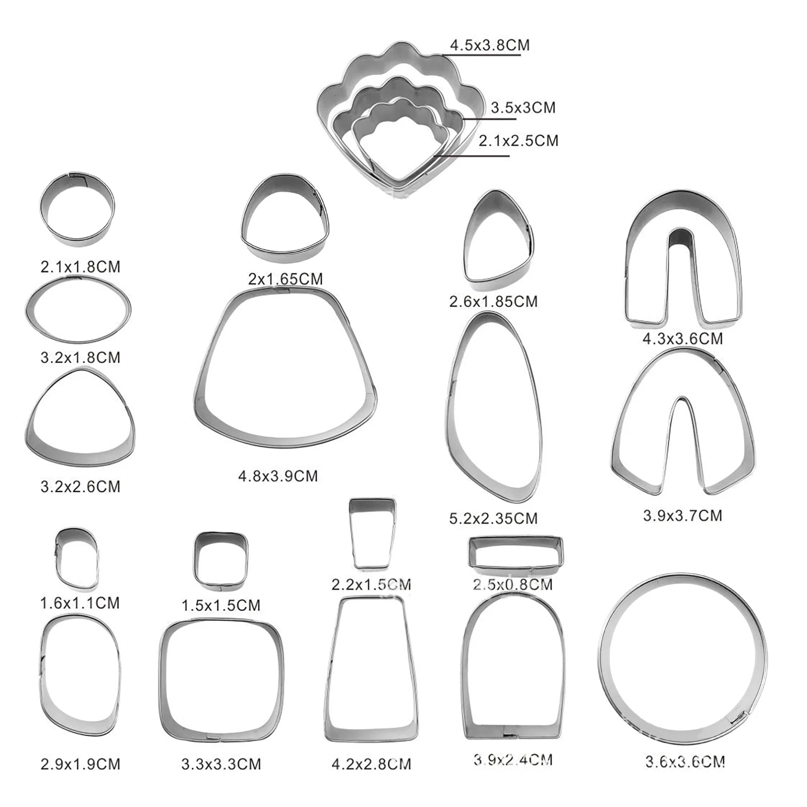 21PcsClayEarringCuttersStainlessSteelPolymerClayToolDIYCeramicCraftCuttingMoldfor