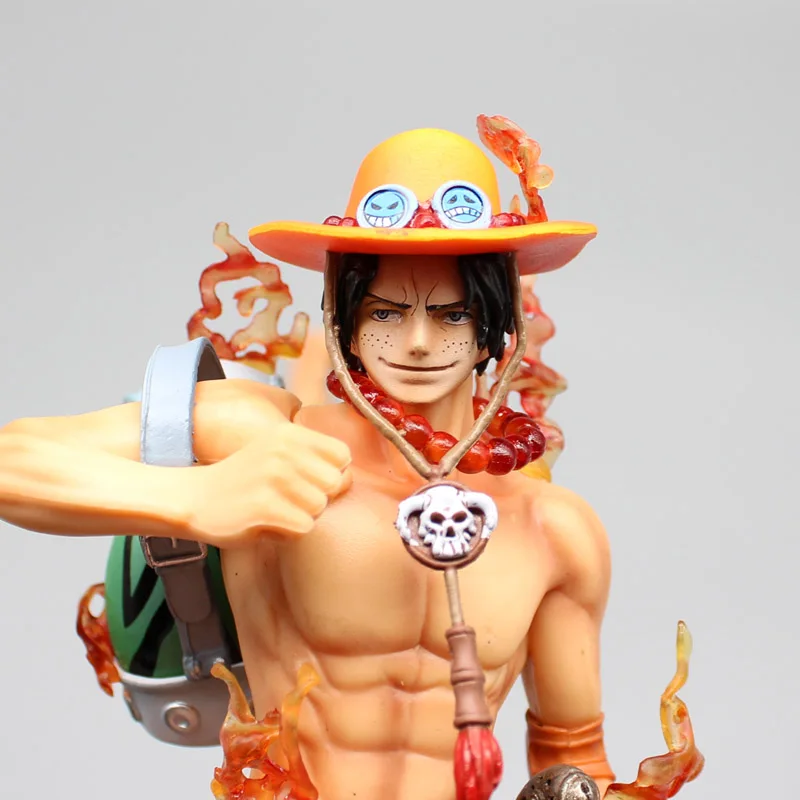 23cm Anime Ace One Piece Figure Portgas·D· Ace Action Figure  Interchangeable Hands Head PVC Collection Model Toys Ornamen Gifts