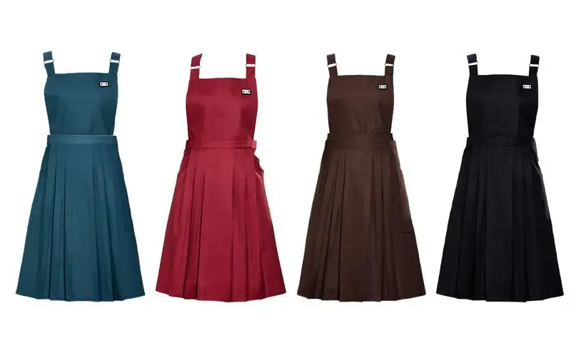 

Women Pleated Aprons Adjustable Straps with Stylish Pleats Comfortable Wear Resistant for Salon Bakery kitchen accessories