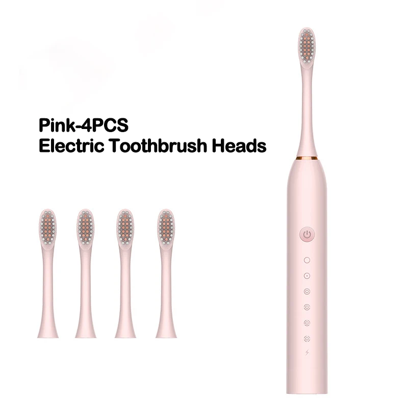 Nuevo cepillo de dientes eléctrico de 6 modos, cabezal de cepillo sónico para adultos, cepillo con temporizador, cargador USB, cepillos de dientes recargables, juego de cabezales de repuesto
