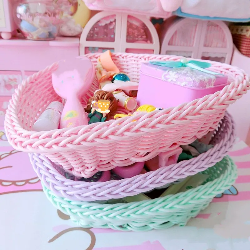 Love Heart Shape Basket Desktop Sweet Color Photo Props for Home Storage Decoration Nordic Storage Fruit