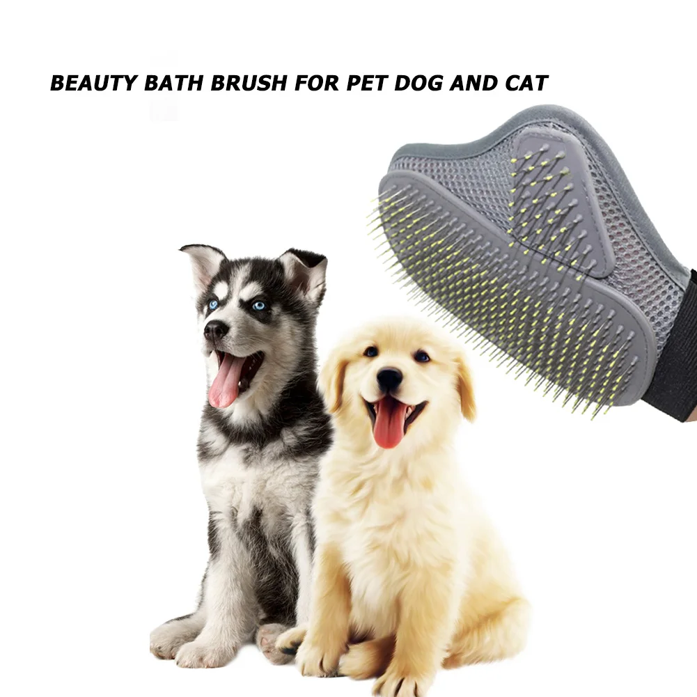 Dog Grooming Gloves Soft Bristles Pet Hair Remover Gloves Comfortable Pet Cleaning Mitt for Small Medium Large Dogs & Cats